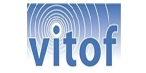 A blue and white logo for vitofit